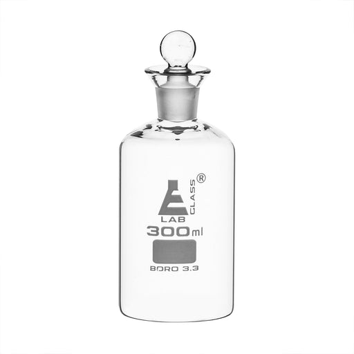 BOD Bottle, 300ml - Interchangeable Glass Pennyhead Stopper - Borosilicate Glass - Eisco Labs
