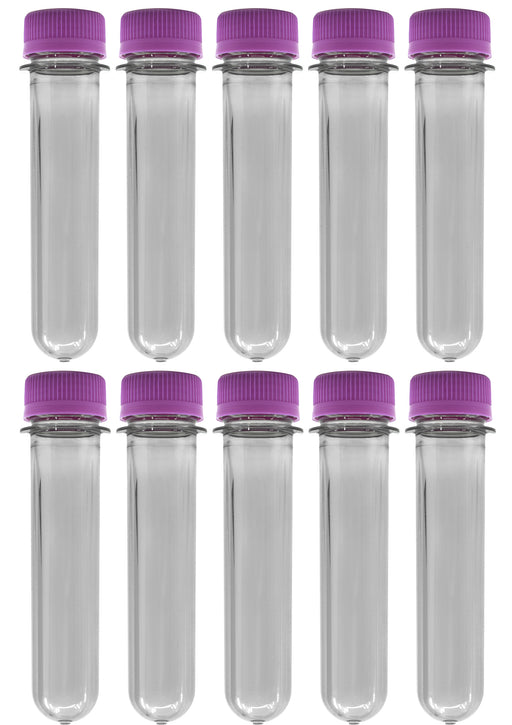 10PK Baby Soda Bottles with Caps, 25ml - Plastic Test Tubes - Polyethylene Terephthalate (PET) - Eisco Labs