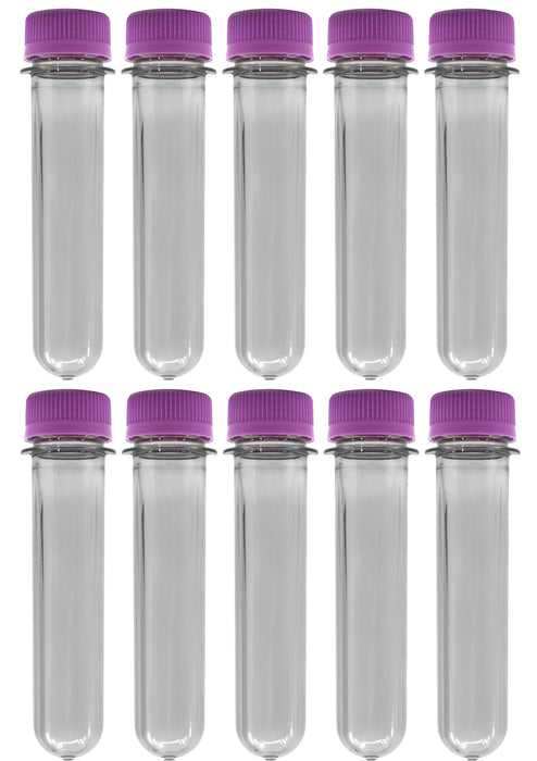 10PK Baby Soda Bottles with Caps, 25mL - PET Plastic Test Tubes - Eisco Labs