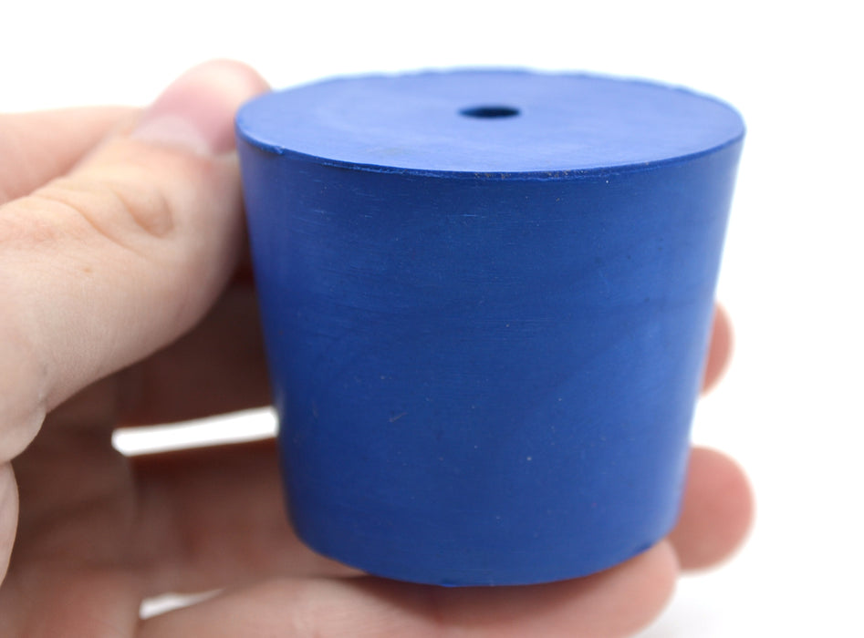 Neoprene Stoppers, 1 Hole - Blue - Size: 40mm Bottom, 49mm Top, 40mm Length - Pack of 10