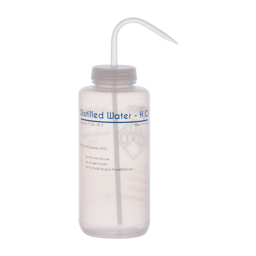 Performance Plastic Wash Bottle, Distilled Water, 1000 ml - Labeled (2 Color)