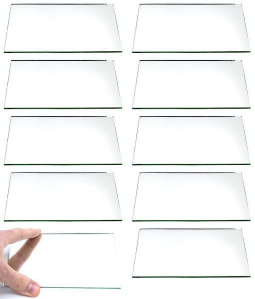 10 Pack Rectangular Plano Glass Mirror, 6" x 4" - 2mm Thick Approx. - Eisco Labs