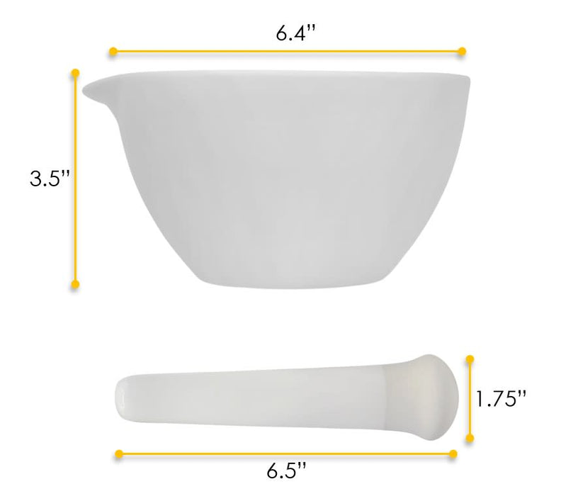 Porcelain Mortar & Pestle Set, 18oz - Heavy Duty Pattern - Unglazed Grinding Surface