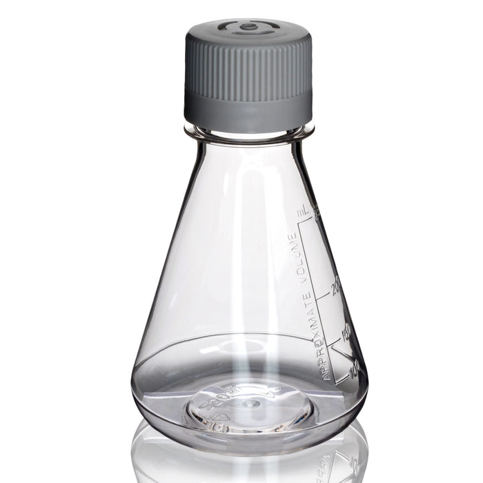 Eisco - Pack of 1, 250mL Sterile PETG Erlenmeyer Flask, Vented, Flat Bottom, Lab-Grade, Gamma Sterilized, USP Class VI, Ideal for Cell Culture, Biopharmaceutical Processing, Chemical Storage