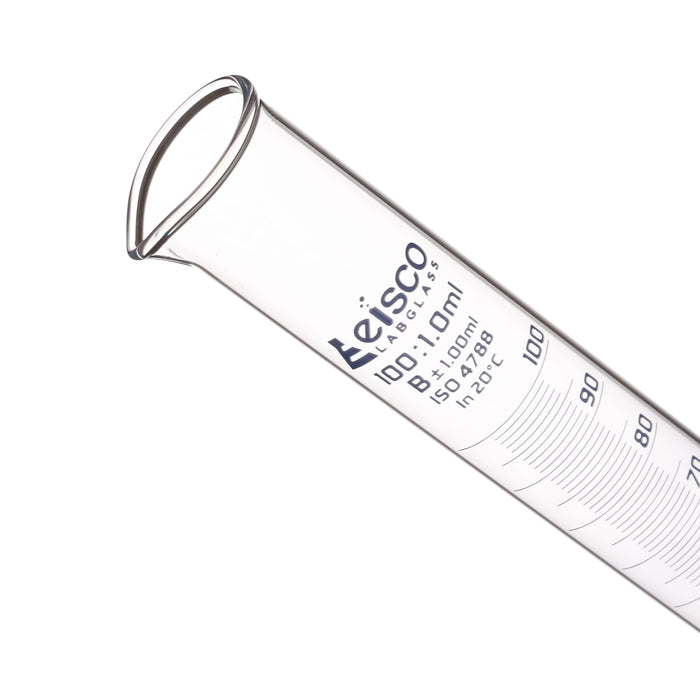 Graduated Cylinder, 100ml - Class B - Blue Graduations, Round Base