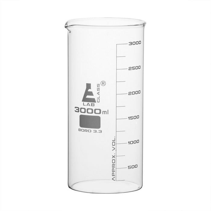 Beaker, 3000ml - Tall Form - Graduated - Borosilicate Glass
