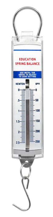 Premium Spring Balance, 0-500g / 0-5N - High Resolution, Dual Transparent Scale, Newtons & Grams - Zero Calibration Capability - Acrylic Body - Eisco Labs