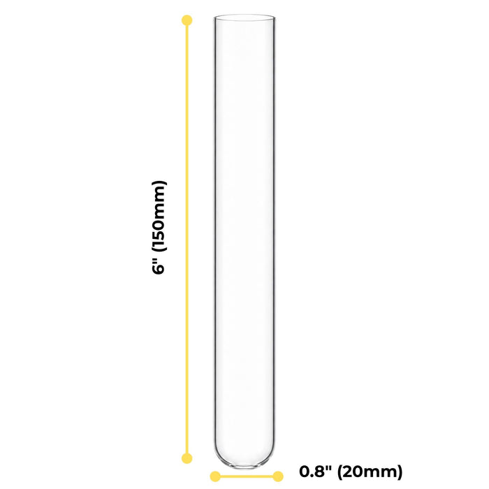 Eisco Disposable Culture Tubes - Borosilicate Glass (5.1 Expansion) - 20mm OD x 150mm Length - Case of 500