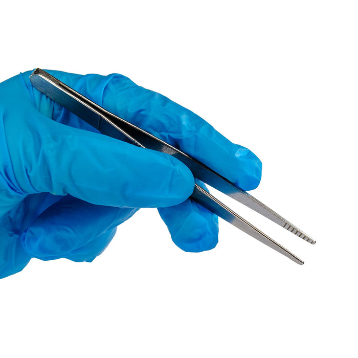 Eisco – Blunt End Forceps – 110mm Stainless Steel – Straight Tip Dissection Forceps – Precision Tool for Laboratory Biology Classroom Educational Medical and Scientific Applications