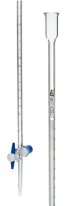 Micro Burette, 5ml - ASTM, Class A, Â±0.01ml Accuracy - Borosilicate Glass - Straight Bore PTFE Stopcock - 0.02ml White Graduations - Eisco Labs
