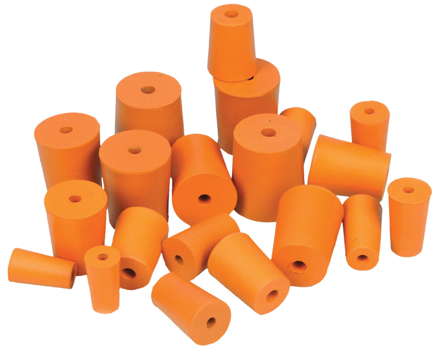 Assorted Rubber Stoppers with One Hole, 50/PK