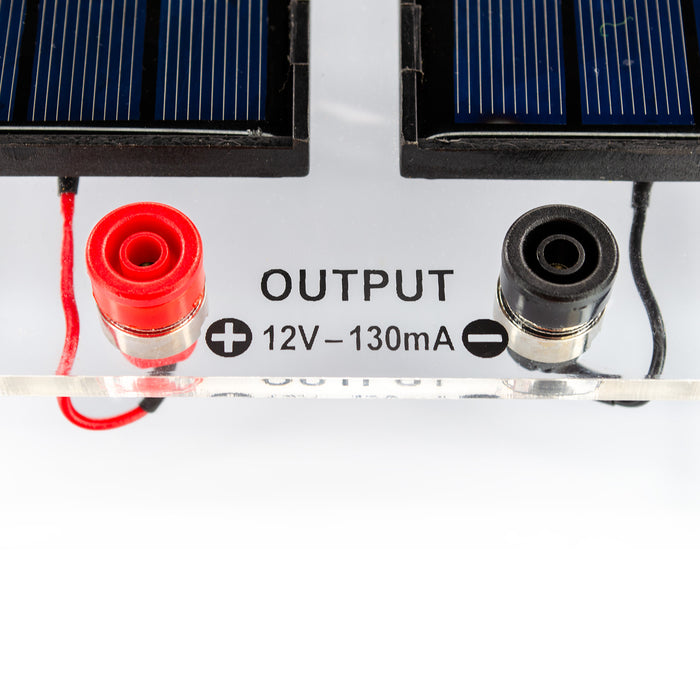 Eisco - Solar Panel Array for Physics and Renewable Energy Experiments - 12V 130mA Output - Transparent Acrylic Base - Educational Solar Cell Demonstrator - Includes Lead Terminals for Circuit Experiments