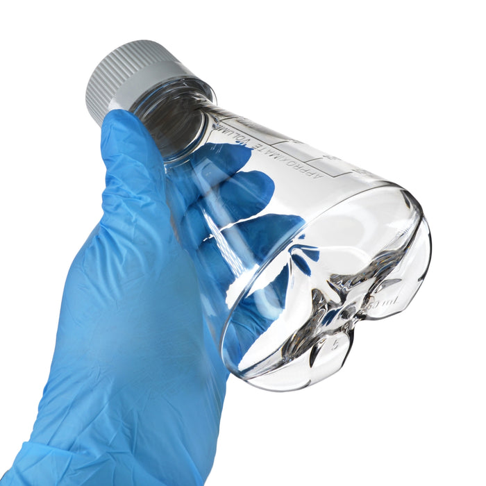 Eisco - Pack of 1, 250mL Sterile PETG Erlenmeyer Flask, Vented, Baffled Bottom, Gamma Sterilized, USP Class VI, Lab-Grade, Cell Culture, Mixing, Shaker Compatible