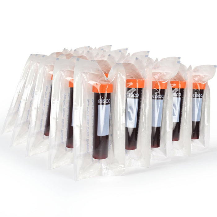 Eisco - Pack of 25, 50mL Sterile Amber Centrifuge Tubes, Polypropylene, Flat Cap, Lab-Grade, Self-Standing, Individually Wrapped