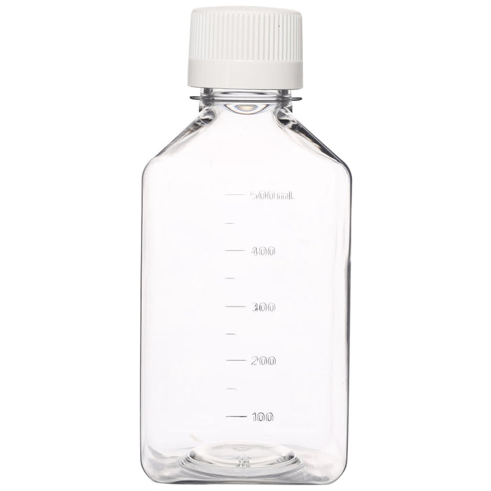 Eisco - Pack of 24, 500mL Sterile PET Media Bottles with HDPE Caps, Leakproof, Tamper-Evident, Lab-Grade, Ideal for Lab Reagents, Buffers & Biopharmaceutical Processing