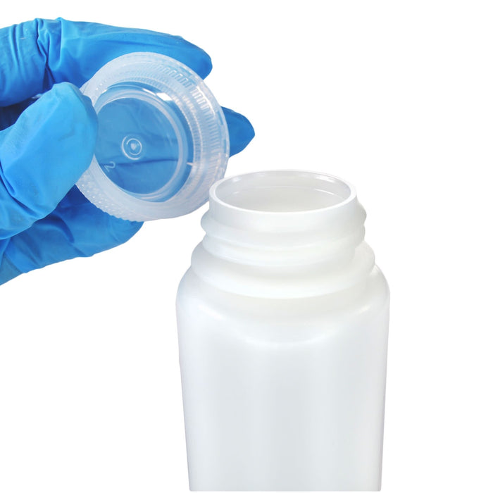 Eisco - 125mL Wide Mouth HDPE Reagent Bottles with Polypropylene Caps, Non-Sterile, Pack of 12, Translucent Leakproof Laboratory Containers, -100 to 120°C Temperature Range