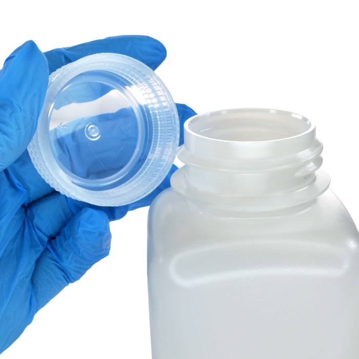 Eisco - Pack of 12, 250mL Square HDPE Reagent Bottles with Wide Mouth Polypropylene Caps, Translucent, Non-Sterile, Chemical Resistant, Leak-Proof, -100°C to 120°C, Ideal for Lab and Industrial Use