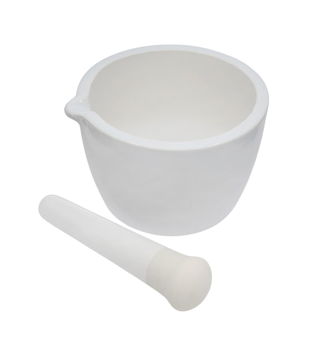 Porcelain Mortar & Pestle Set, 5oz - Heavy Duty Pattern - Unglazed Grinding Surface