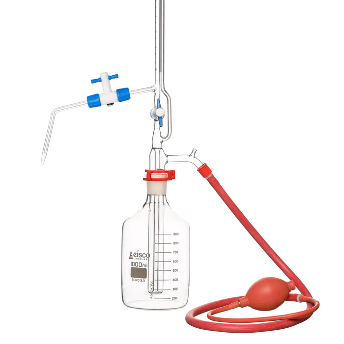 Automatic Zero Burette, 25ml - Class B - 29/32 Joint Size - 0.10Â±ml Tolerance, 0.10ml Sub. Divisions - 1000ml Reservoir Capacity - With Intermediate Stopcock & Schellbach Stripe - Eisco Labs