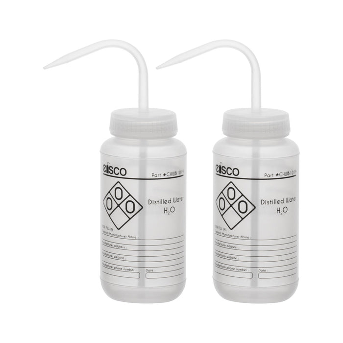 2PK Performance Plastic Wash Bottle, Distilled Water, 500 ml - Labeled (1 Color)