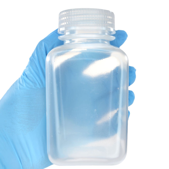 Eisco - Pack of 12, 250mL Square Polypropylene Reagent Bottles with Wide Mouth Polypropylene Caps, Translucent, Autoclavable, Leak-Proof, Chemical Resistant, 0-135°C