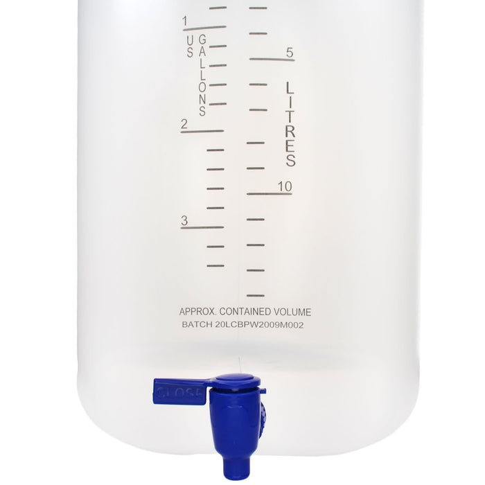 Eisco - 20L Polypropylene Carboy with Silicone-Lined Cap and Spigot, Autoclavable, Leakproof Tested, Non-Sterile, 0-135°C Temperature Range, FDA Compliant, Laboratory and Scientific Liquid Storage Container