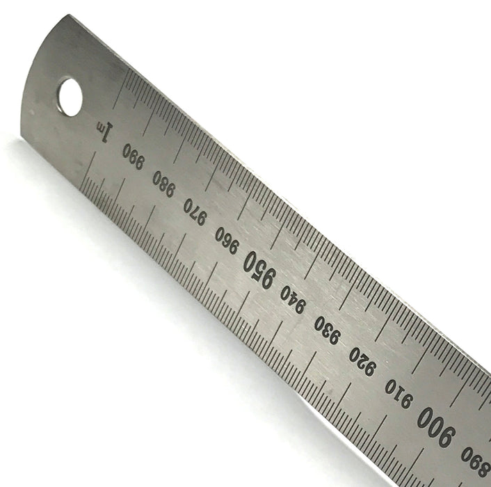 1 Meter Stainless Steel Ruler with Stamped Centimeter and Millimeter Graduations - Eisco Labs