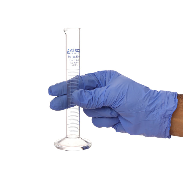 Graduated Cylinder, 25mL - Class B - Round Base - Blue Graduations - Borosilicate Glass