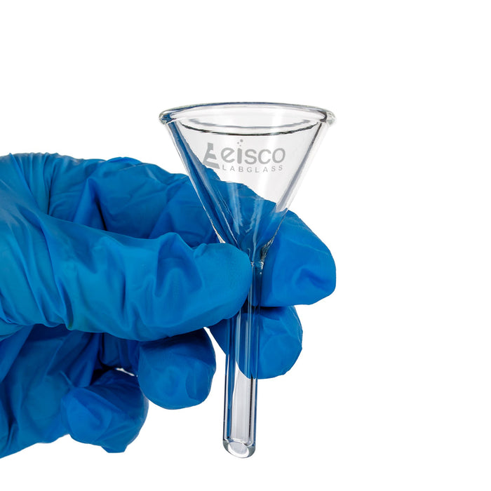 Eisco – 35mm Heavy Duty Glass Funnel, Plain Stem Diameter 6mm, Borosilicate Glass, Thick Uniform Walls, Chemistry Lab Filter Funnel, for Liquid Transfer and Separation Tasks