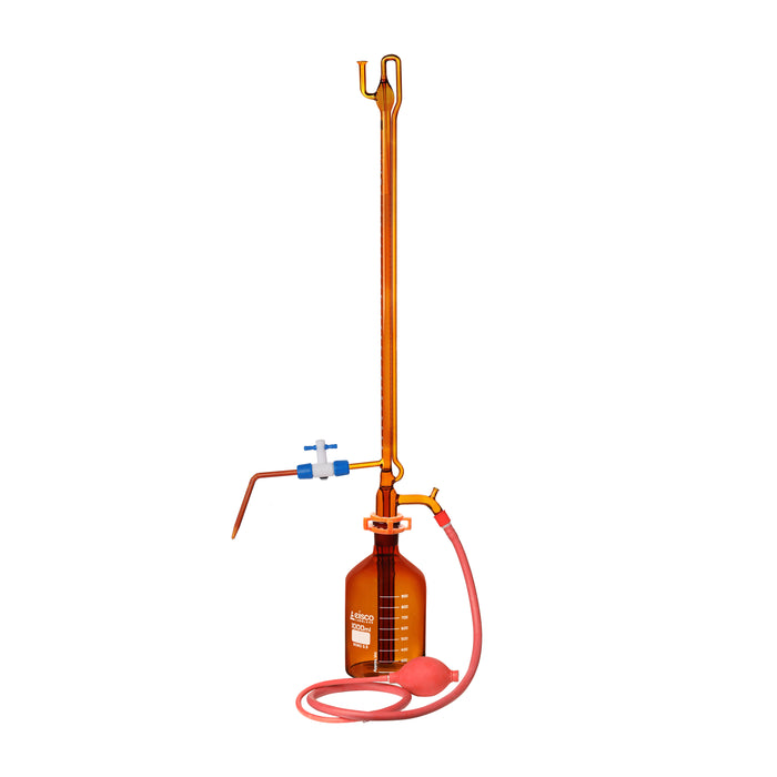Eisco Labs - Automatic Zero Burette, 25ml - Amber Class A - 29/32 Joint Size - 0.05±ml Tolerance, 0.10ml Sub. Divisions - 1000ml Reservoir Capacity - With Intermediate Stopcock & Schellbach Stripe