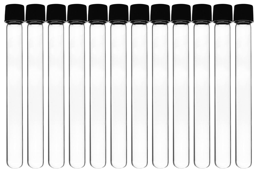 Culture Tube with Screw Cap, 20mL, 12/PK - 16x150mm - Round Bottom - Borosilicate Glass