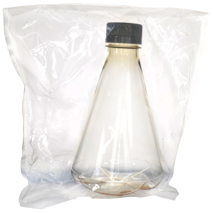 Eisco - Pack of 1, 1L Sterile Polycarbonate Erlenmeyer Flask, Non-Vented, Baffled Bottom, Gamma Sterilized, USP Class VI, Lab-Grade, Mixing, Cell Culture, Shaker Compatible
