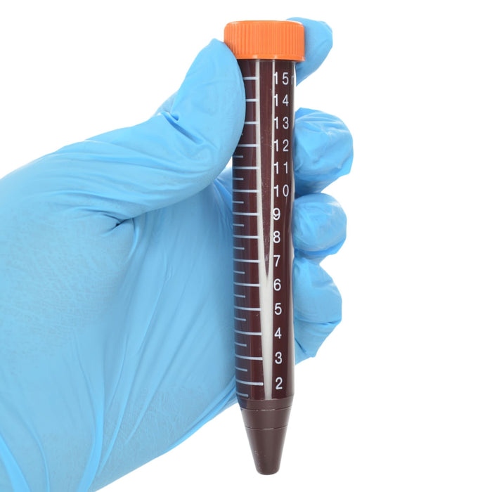Eisco - Pack of 25, 15mL Non-Sterile Amber Centrifuge Tubes, Polypropylene, Flat Cap, Lab-Grade