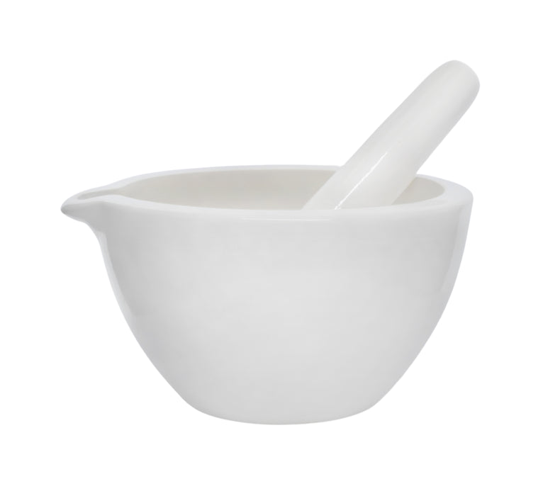 Porcelain Mortar & Pestle Set, 18oz - Heavy Duty Pattern - Unglazed Grinding Surface