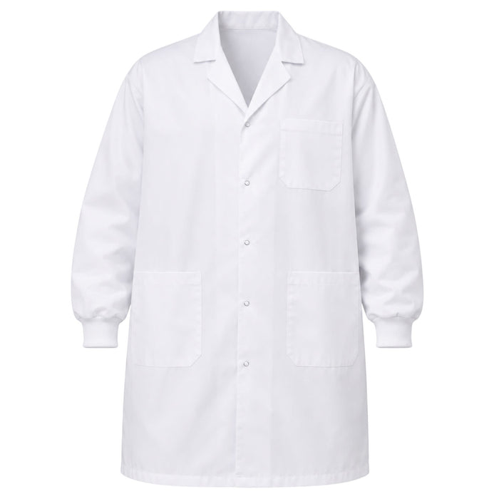 Eisco Adult 2XL Professional Grade Poly-Cotton Lab Coat with Ribbed Cuffs – Durable Snap Front Laboratory Coat, 3 Pockets, Machine Washable, White