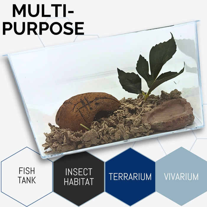Eisco Labs - Aquarium Tank - Large 1.75 Gallon Molded Plastic Terrarium, Clear Polycarbonate Fish Tank or Insect Habitat with UV Protectant - 10.25" x 6.5" x 6.25"