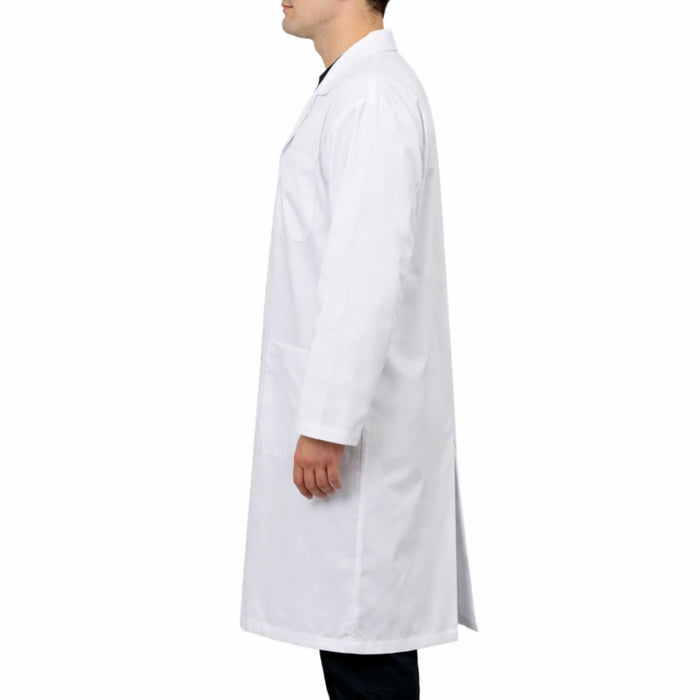 Eisco Adult Large Professional Grade 100% Cotton Lab Coat – Snap Front Laboratory Coat, 3 Pockets, Machine Washable, White