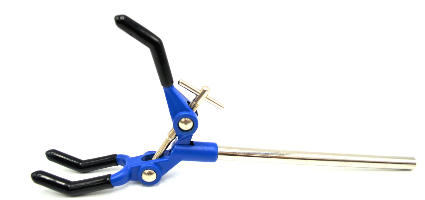 3 Finger Extension Clamp on Stainless Steel Rod - 3.4" Max Opening
