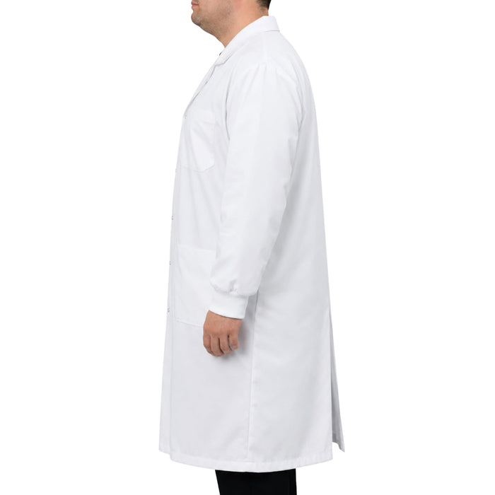Eisco Adult XL Professional Grade Poly-Cotton Lab Coat with Ribbed Cuffs – Durable Snap Front Laboratory Coat, 3 Pockets, Machine Washable, White