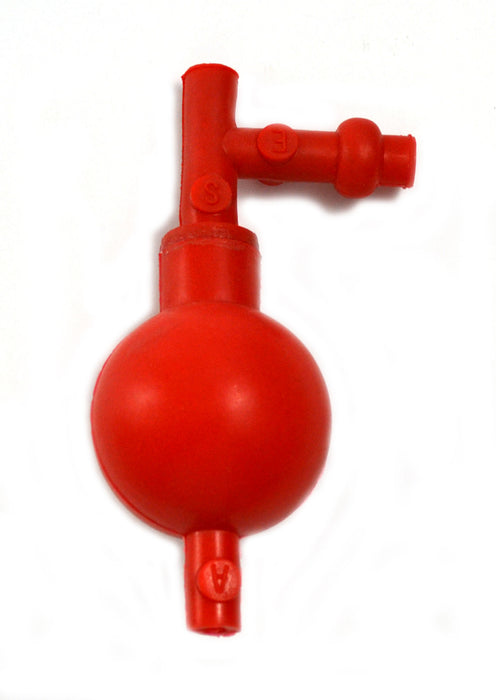 Pipette Filler, Silicon Bulb - 54mm Dia. Three Pinch Valves - Suitable for Noxious Solutions - Eisco Labs