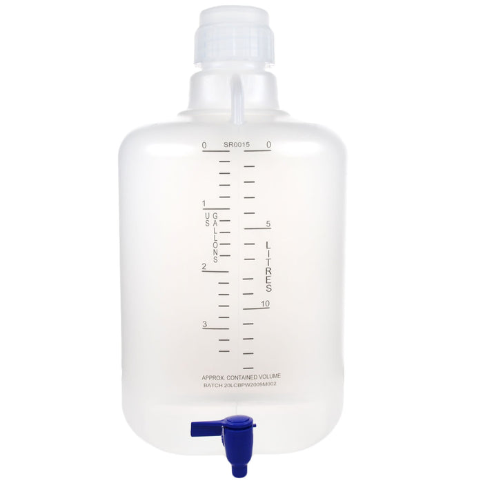 Eisco - 20L Polypropylene Carboy with Silicone-Lined Cap and Spigot, Autoclavable, Leakproof Tested, Non-Sterile, 0-135°C Temperature Range, FDA Compliant, Laboratory and Scientific Liquid Storage Container