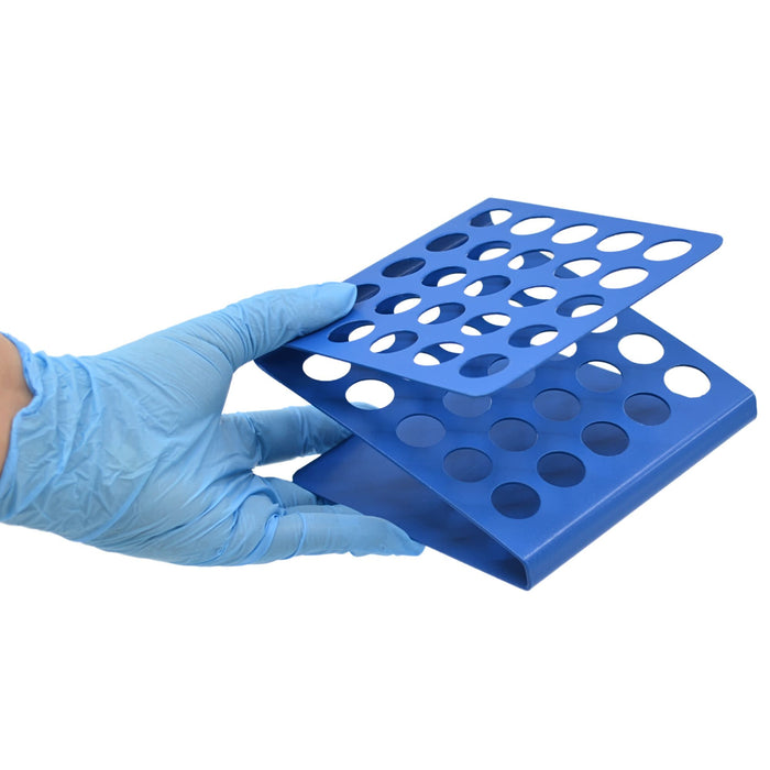 Z' Shape Aluminum Test Tube Stand with 25 Holes - Powder-Coated Blue Laboratory Rack - 17mm Diameter Holes for Secure Test Tube Support - Durable and Lightweight Design for Scientific Applications