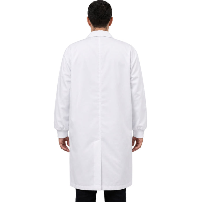 Eisco Adult XL Professional Grade Poly-Cotton Lab Coat with Ribbed Cuffs – Durable Snap Front Laboratory Coat, 3 Pockets, Machine Washable, White