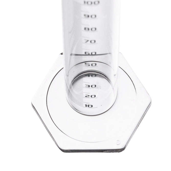 Graduated Cylinder, 100mL - Class B - Hexagonal Base - Blue Graduations - Borosilicate Glass