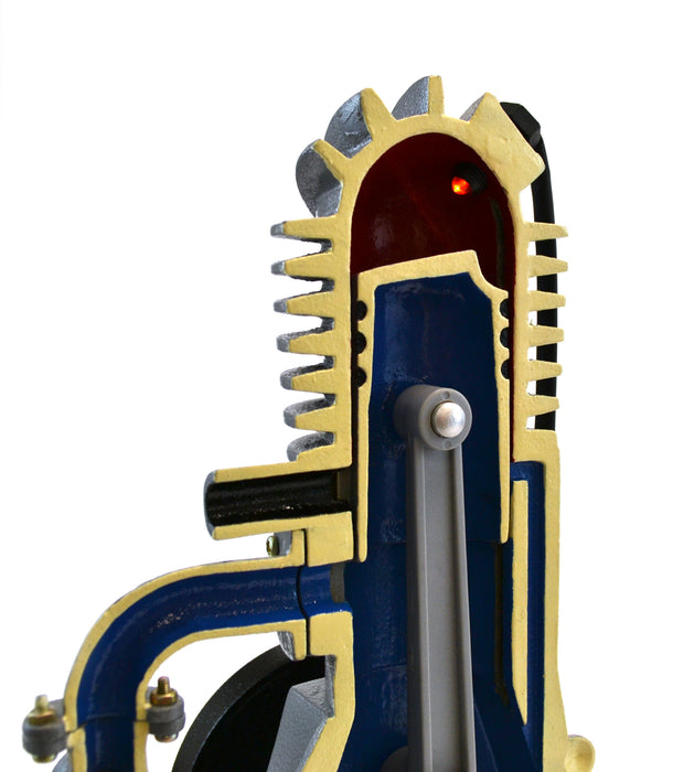 2 Stroke Gasoline Hand Crank Engine Model with Actuating Movable Parts to Demonstrate Engine Basics - 14" Tall - Eisco Labs