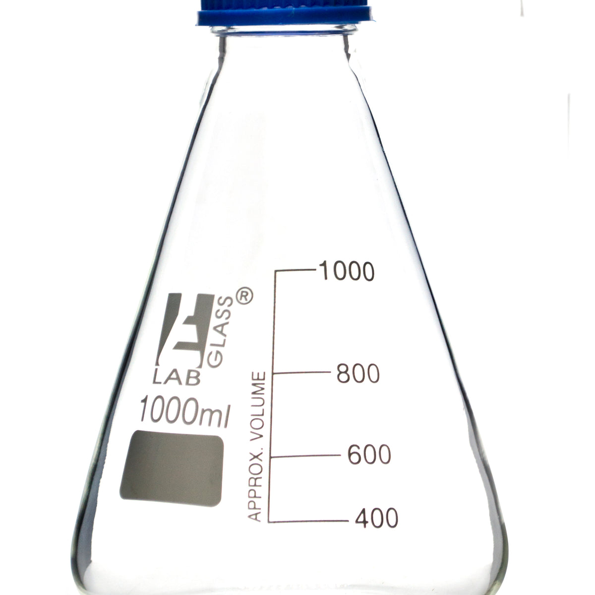 Erlenmeyer Flask, 1000ml - Borosilicate Glass - With PTFE Screw
