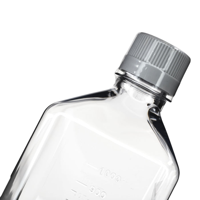 Eisco - Pack of 12, 1L Sterile PET Media Bottles with HDPE Caps, Leakproof, Tamper-Evident, Lab-Grade, Ideal for Lab Reagents, Buffers & Biopharmaceutical Processing
