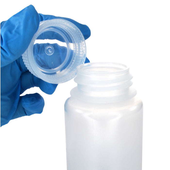 Eisco - Bulk Pack of 500, 125mL Wide Mouth Polypropylene Reagent Bottles with Polypropylene Caps, Non-Sterile, Autoclavable, Laboratory Containers, - 0-135°C Temperature Range