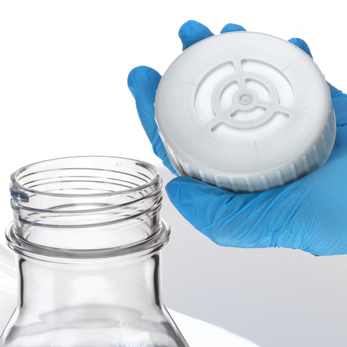 Eisco - Pack of 1, 3L Sterile PETG Erlenmeyer Flask, Vented, Flat Bottom, Lab-Grade, Gamma Sterilized, USP Class VI, Ideal for Cell Culture, Biopharmaceutical Processing, Chemical Storage