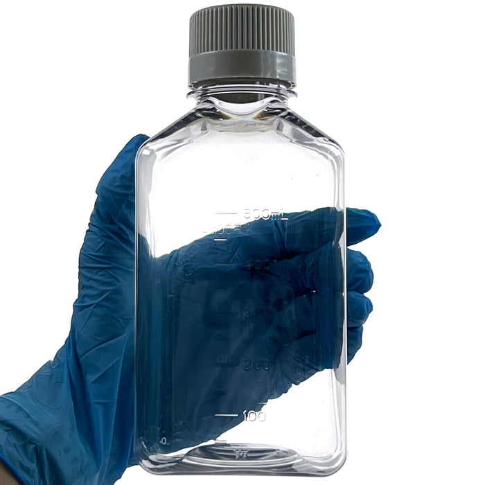 Eisco - Pack of 24, 500mL Sterile PET Media Bottles with HDPE Caps, Leakproof, Tamper-Evident, Lab-Grade, Ideal for Lab Reagents, Buffers & Biopharmaceutical Processing